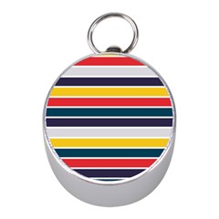 Horizontal Colored Stripes Mini Silver Compasses by tmsartbazaar