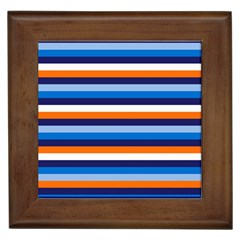 Ocean Blue Stripes Framed Tile by tmsartbazaar