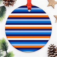 Ocean Blue Stripes Ornament (round) by tmsartbazaar