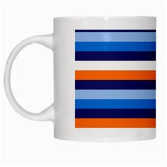 Ocean Blue Stripes White Mugs by tmsartbazaar