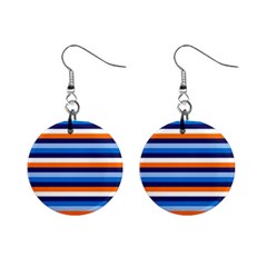 Ocean Blue Stripes Mini Button Earrings by tmsartbazaar