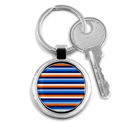 Ocean Blue Stripes Key Chain (round) by tmsartbazaar