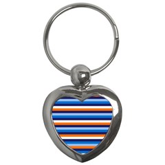 Ocean Blue Stripes Key Chain (heart) by tmsartbazaar