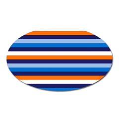 Ocean Blue Stripes Oval Magnet by tmsartbazaar