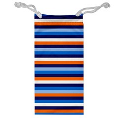 Ocean Blue Stripes Jewelry Bag by tmsartbazaar