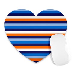 Ocean Blue Stripes Heart Mousepads by tmsartbazaar