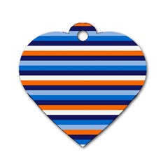 Ocean Blue Stripes Dog Tag Heart (one Side) by tmsartbazaar