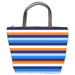 Ocean Blue Stripes Bucket Bag by tmsartbazaar