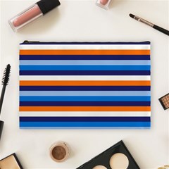 Ocean Blue Stripes Cosmetic Bag (large) by tmsartbazaar