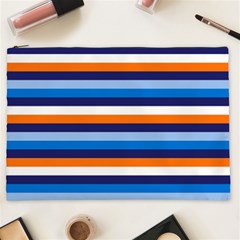 Ocean Blue Stripes Cosmetic Bag (xxl) by tmsartbazaar