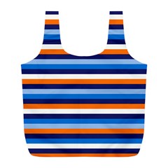 Ocean Blue Stripes Full Print Recycle Bag (l) by tmsartbazaar