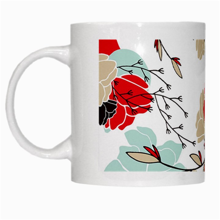 Floral pattern  White Mugs