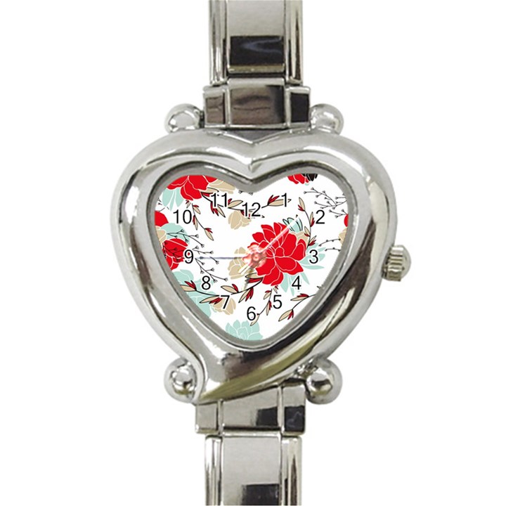 Floral pattern  Heart Italian Charm Watch