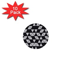 Black And White Triangles Pattern 1  Mini Buttons (10 Pack)  by SpinnyChairDesigns