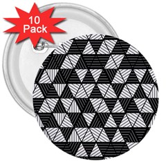 Black And White Triangles Pattern 3  Buttons (10 Pack)  by SpinnyChairDesigns