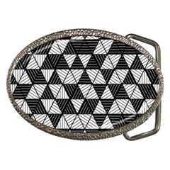 Black And White Triangles Pattern Belt Buckles by SpinnyChairDesigns