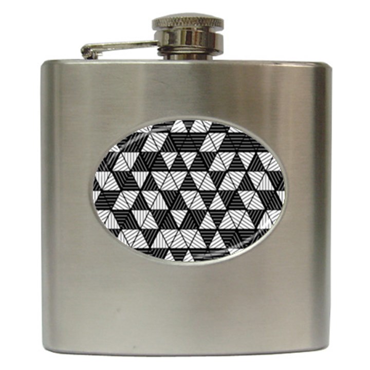 Black and White Triangles Pattern Hip Flask (6 oz)