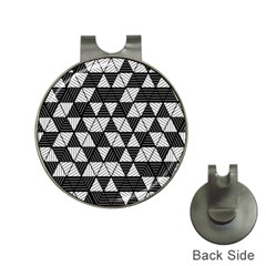 Black And White Triangles Pattern Hat Clips With Golf Markers by SpinnyChairDesigns