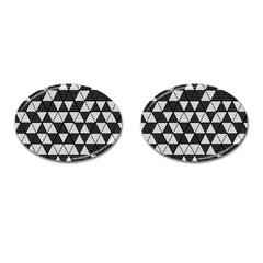 Black And White Triangles Pattern Cufflinks (oval) by SpinnyChairDesigns