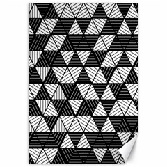 Black And White Triangles Pattern Canvas 12  X 18  by SpinnyChairDesigns