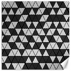 Black And White Triangles Pattern Canvas 20  X 20  by SpinnyChairDesigns