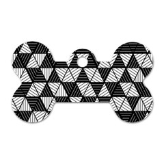 Black And White Triangles Pattern Dog Tag Bone (one Side) by SpinnyChairDesigns