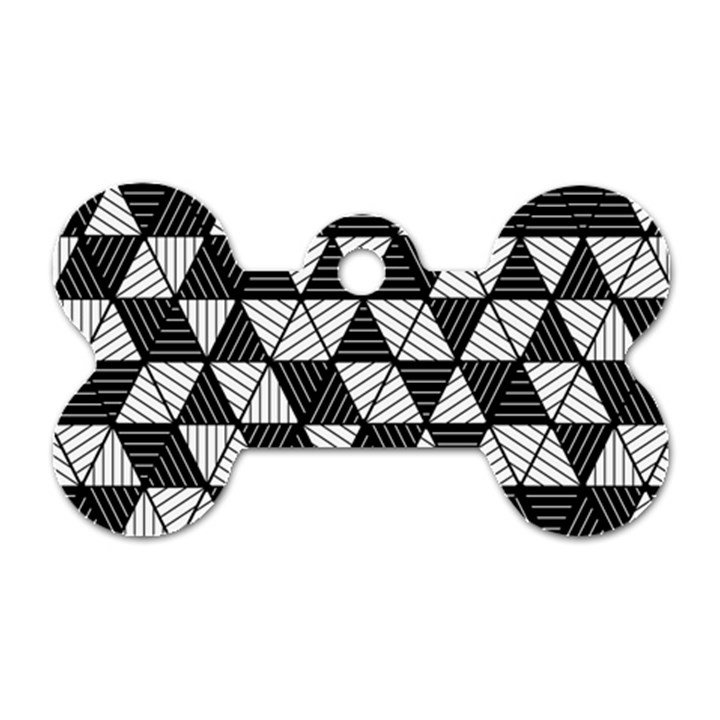 Black and White Triangles Pattern Dog Tag Bone (Two Sides)