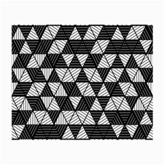 Black And White Triangles Pattern Small Glasses Cloth (2 Sides) by SpinnyChairDesigns