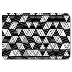 Black And White Triangles Pattern Large Doormat  by SpinnyChairDesigns