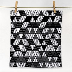 Black And White Triangles Pattern Face Towel by SpinnyChairDesigns