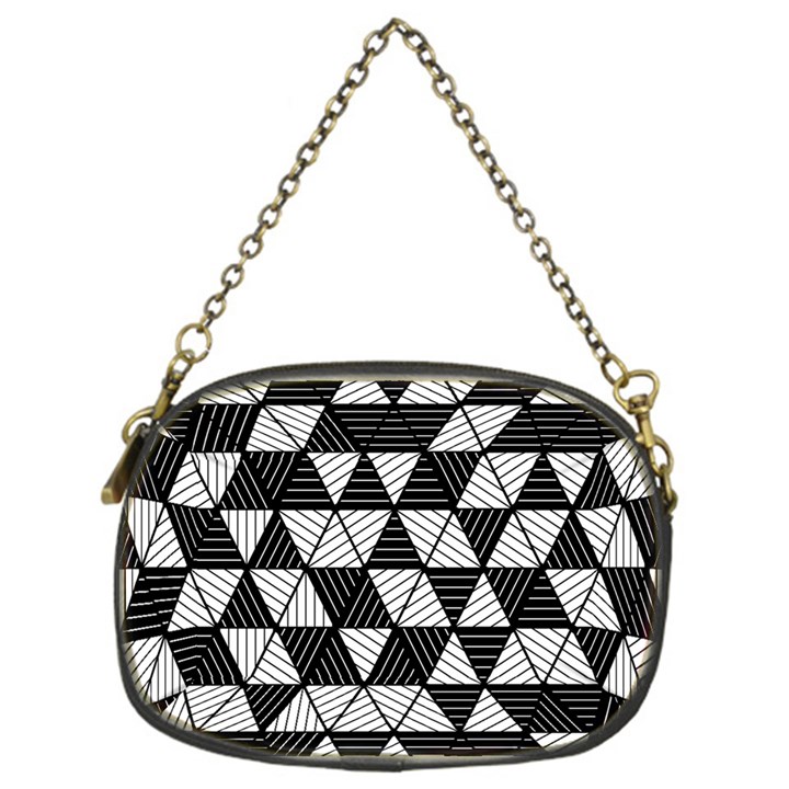 Black and White Triangles Pattern Chain Purse (One Side)