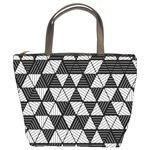 Black and White Triangles Pattern Bucket Bag Front