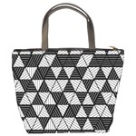 Black and White Triangles Pattern Bucket Bag Back