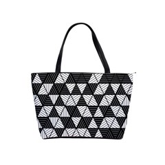 Black And White Triangles Pattern Classic Shoulder Handbag by SpinnyChairDesigns