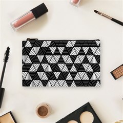 Black And White Triangles Pattern Cosmetic Bag (small) by SpinnyChairDesigns