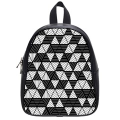 Black And White Triangles Pattern School Bag (small) by SpinnyChairDesigns