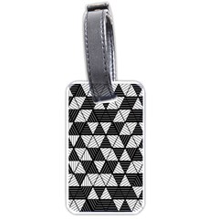 Black And White Triangles Pattern Luggage Tag (one Side) by SpinnyChairDesigns