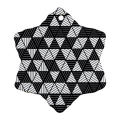 Black And White Triangles Pattern Snowflake Ornament (two Sides) by SpinnyChairDesigns