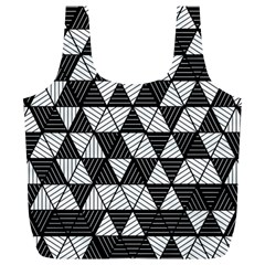 Black And White Triangles Pattern Full Print Recycle Bag (xl) by SpinnyChairDesigns