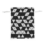 Black and White Triangles Pattern Lightweight Drawstring Pouch (S) Front