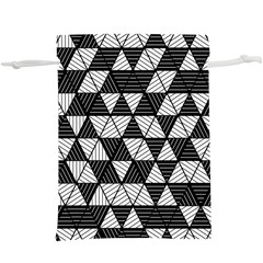 Black And White Triangles Pattern  Lightweight Drawstring Pouch (xl) by SpinnyChairDesigns