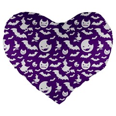 Halloween  Large 19  Premium Flano Heart Shape Cushions