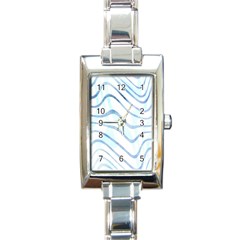 Faded Denim Blue Abstract Stripes On White Rectangle Italian Charm Watch by SpinnyChairDesigns