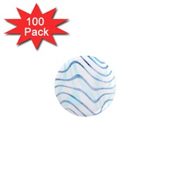 Faded Denim Blue Abstract Stripes On White 1  Mini Magnets (100 Pack)  by SpinnyChairDesigns