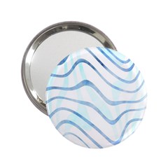 Faded Denim Blue Abstract Stripes On White 2 25  Handbag Mirrors by SpinnyChairDesigns