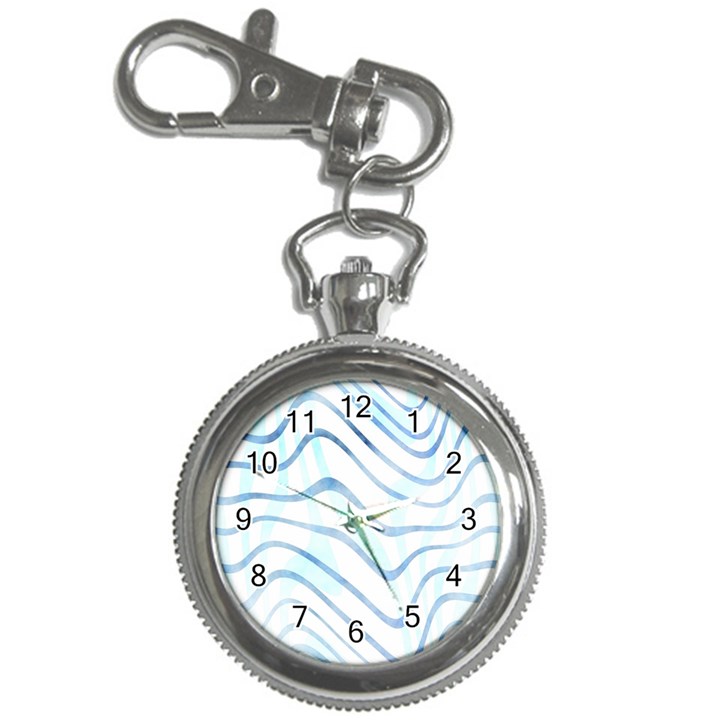 Faded Denim Blue Abstract Stripes on White Key Chain Watches