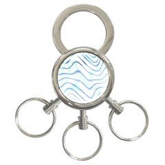 Faded Denim Blue Abstract Stripes On White 3-ring Key Chain by SpinnyChairDesigns