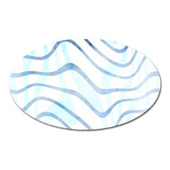 Faded Denim Blue Abstract Stripes On White Oval Magnet by SpinnyChairDesigns