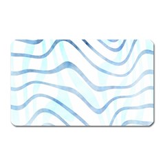 Faded Denim Blue Abstract Stripes On White Magnet (rectangular) by SpinnyChairDesigns