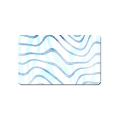 Faded Denim Blue Abstract Stripes On White Magnet (name Card) by SpinnyChairDesigns